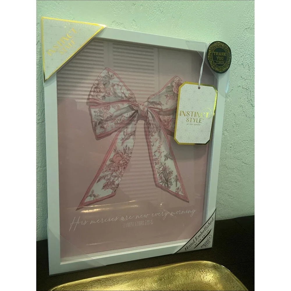 #2237**”12x15” Pink Bow Framed Wall Art